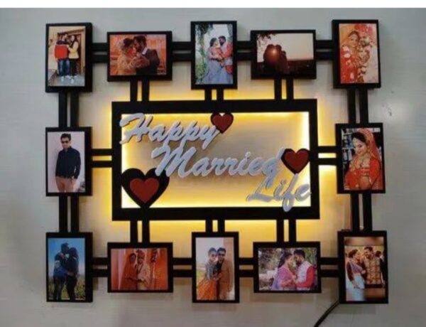 family wooden printed collage