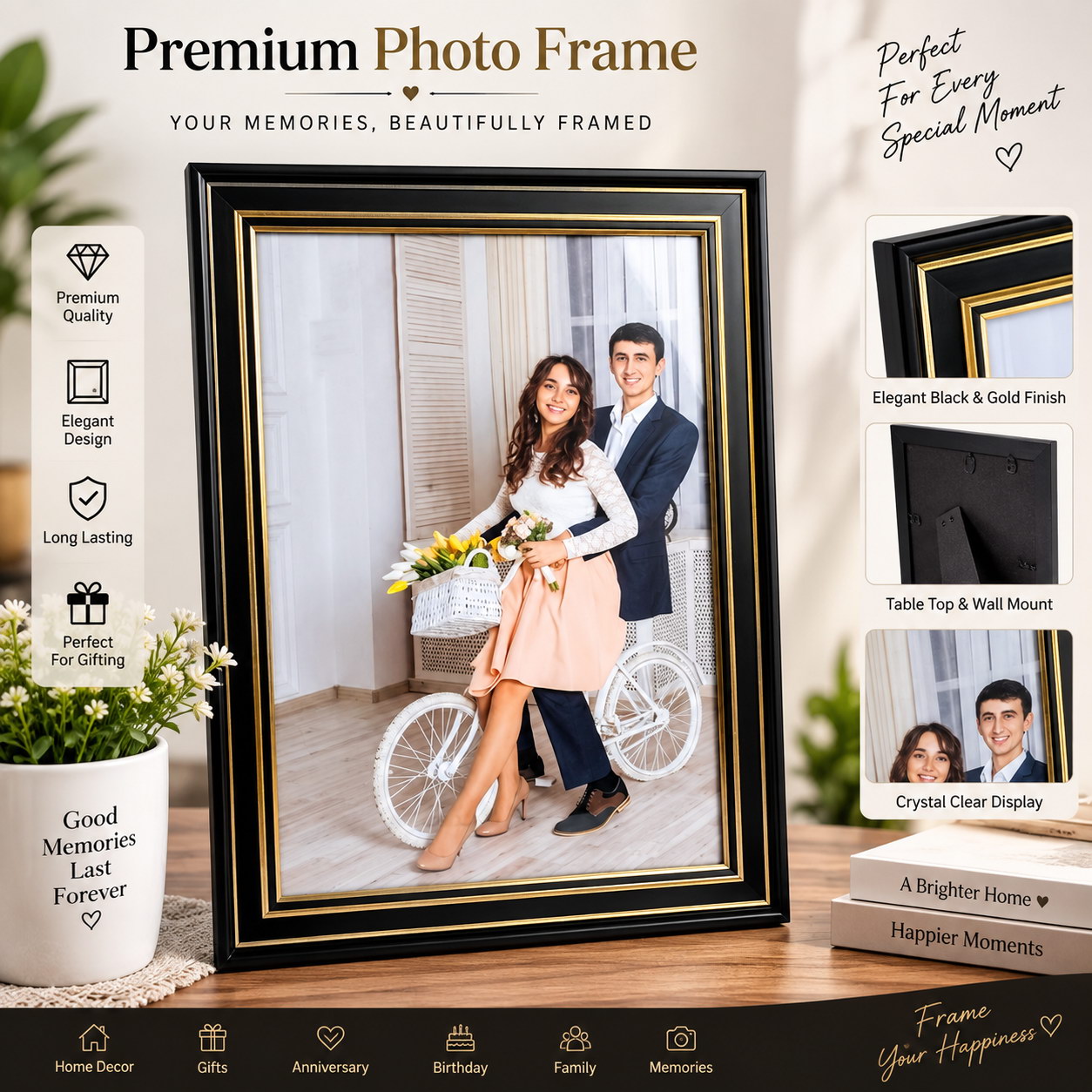 12X18 GOLDEN BLACK